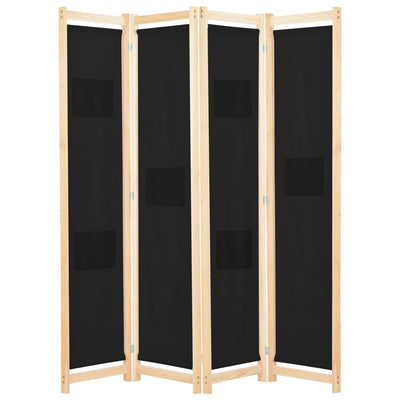 vidaXL 4-Panel Room Divider Black 160x170x4 cm Fabric - House of Isabella AU