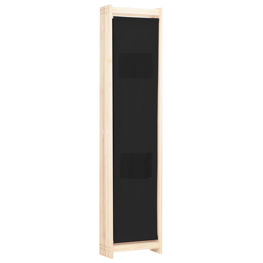 vidaXL 5-Panel Room Divider Black 200x170x4 cm Fabric - House of Isabella AU