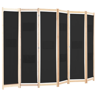 vidaXL 6-Panel Room Divider Black 240x170x4 cm Fabric - House of Isabella AU