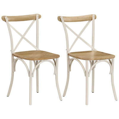 vidaXL Cross Chairs 2 pcs White Solid Mango Wood - House of Isabella AU