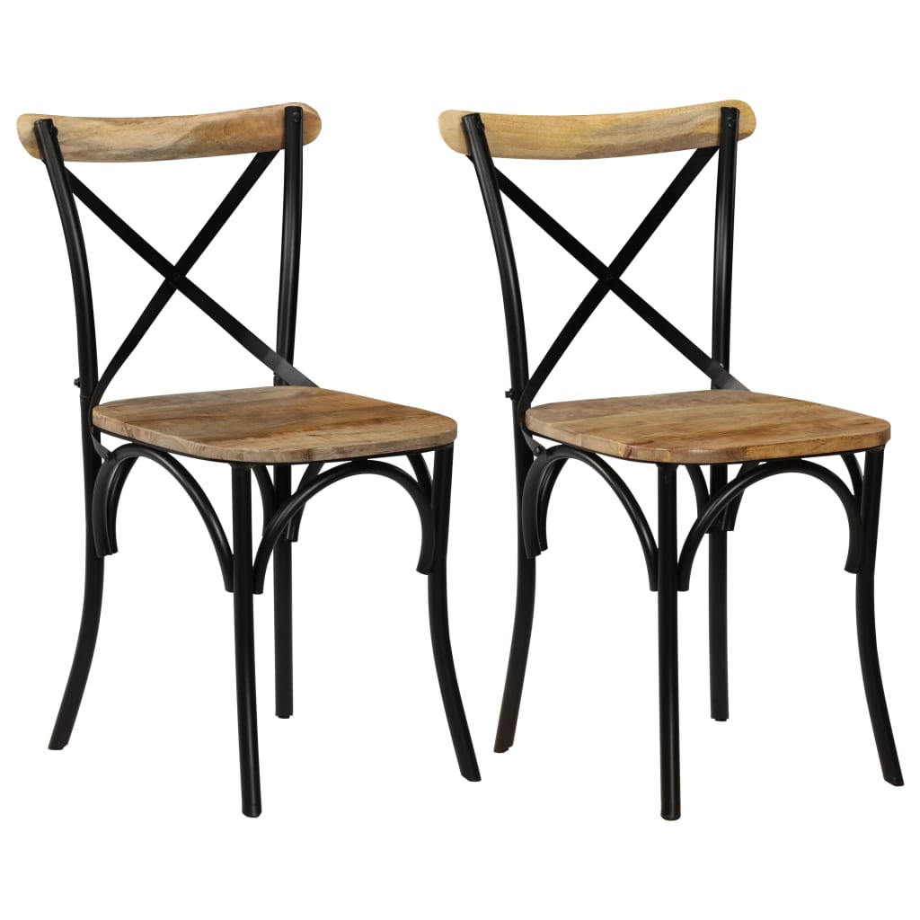 vidaXL Cross Chairs 2 pcs Black Solid Mango Wood - House of Isabella AU