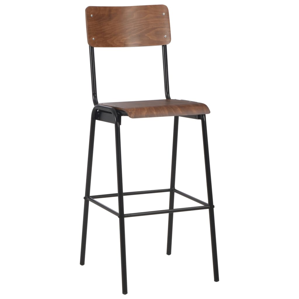 vidaXL Bar Chairs 2 pcs Brown Solid Plywood Steel - House of Isabella AU