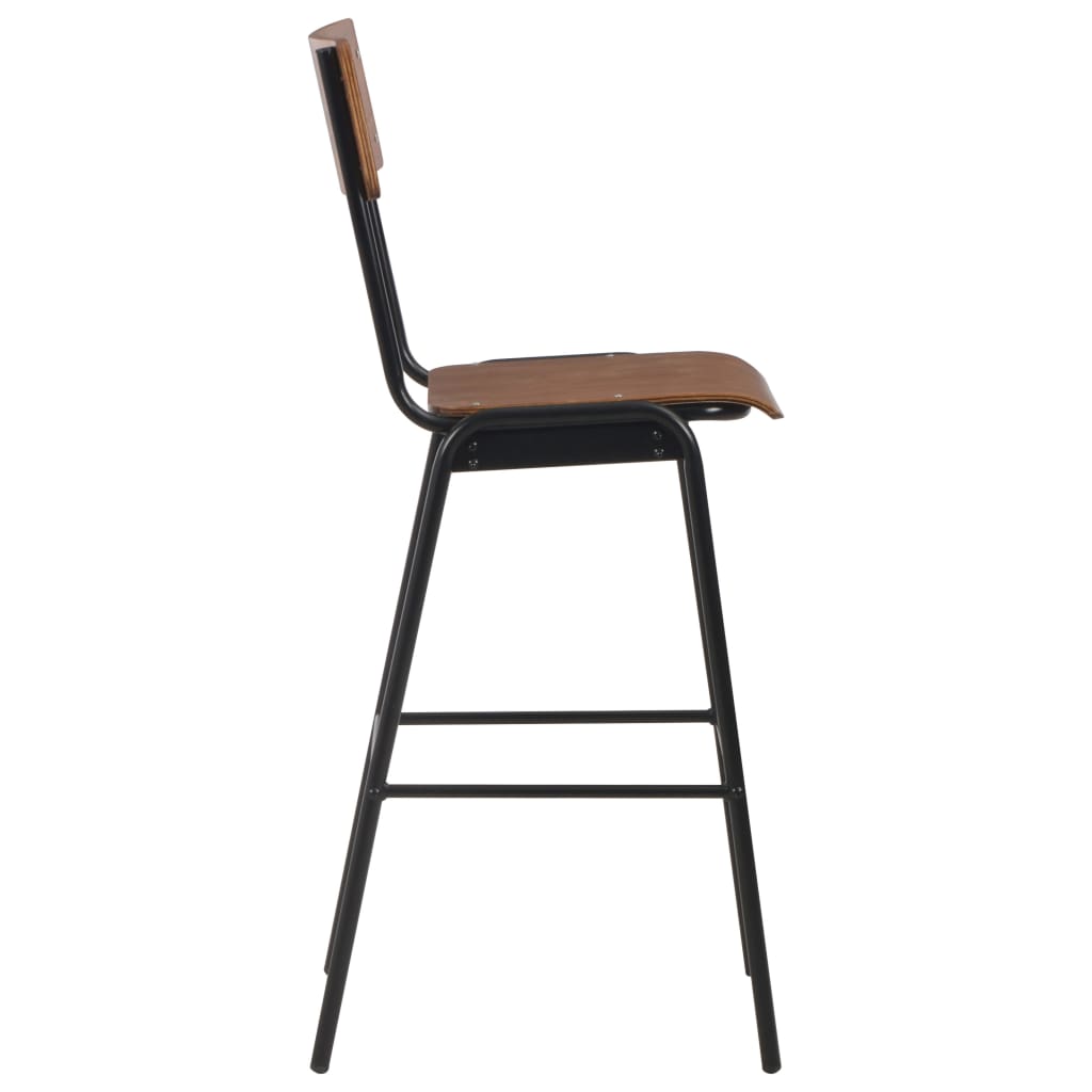 vidaXL Bar Chairs 2 pcs Brown Solid Plywood Steel - House of Isabella AU