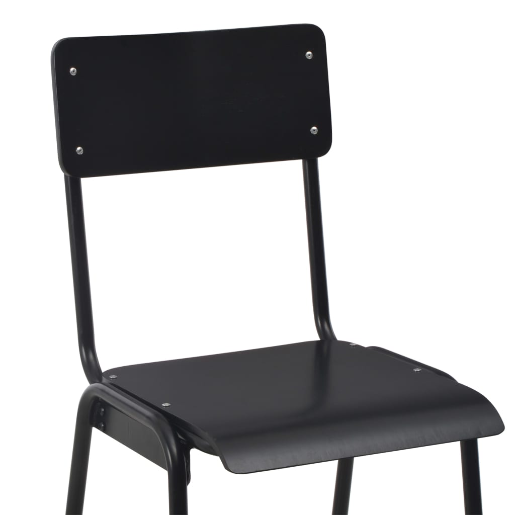 vidaXL Bar Chairs 2 pcs Black Solid Plywood Steel - House of Isabella AU