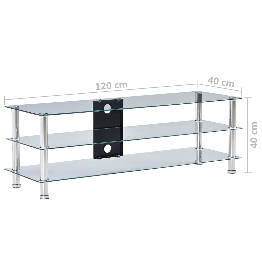 vidaXL TV Stand Transparent 120x40x40 cm Tempered Glass - House of Isabella AU