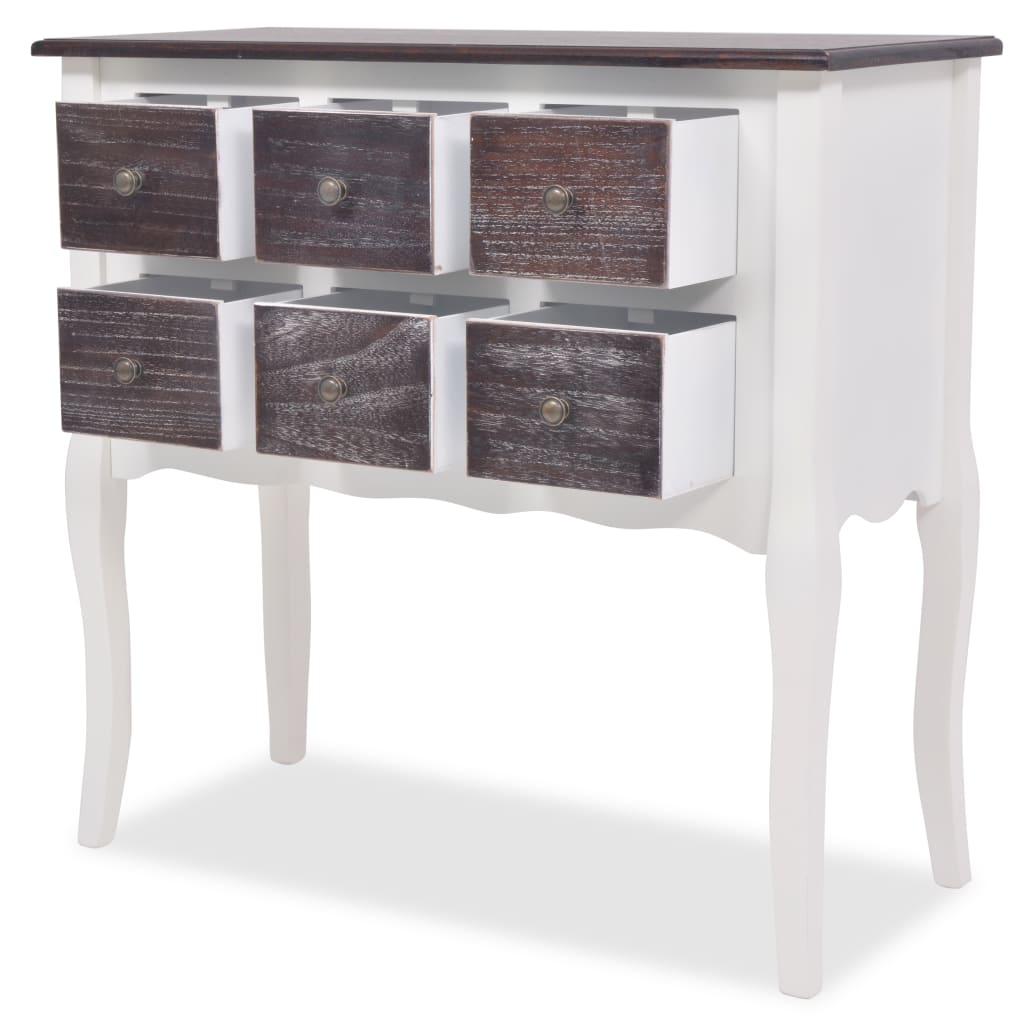 vidaXL Console Cabinet 6 Drawers Brown and White Wood - House of Isabella AU