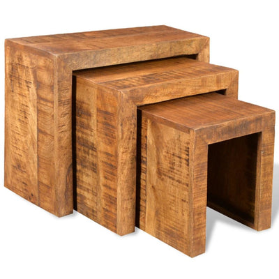 vidaXL Nesting Table Set 3 Pieces Solid Mango Wood - House of Isabella AU
