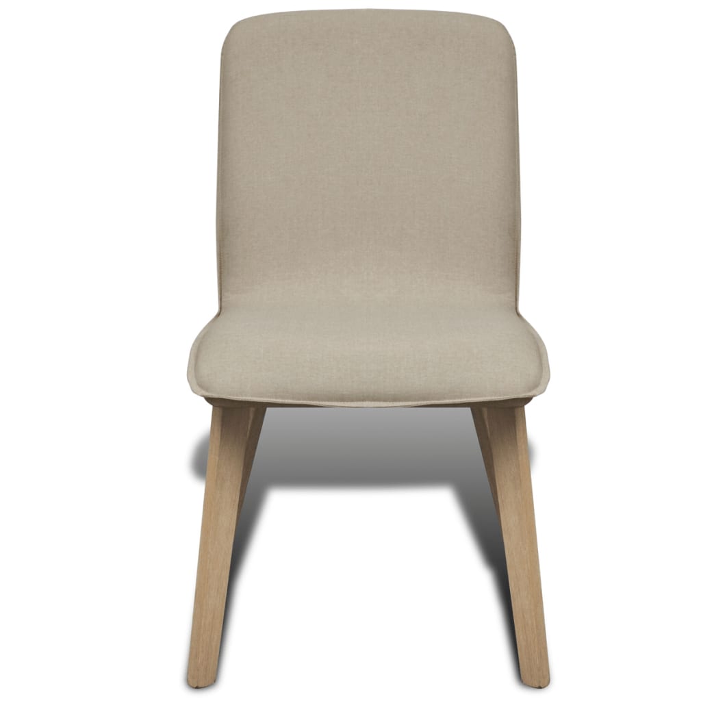 Dining Chairs 4 pcs Beige Fabric and Solid Oak Wood