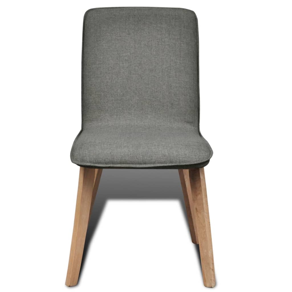 Dining Chairs 2 pcs Light Grey Fabric and Solid Oak Wood