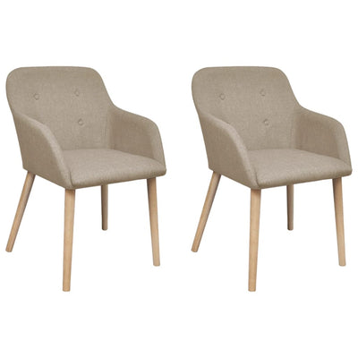 vidaXL Dining Chairs 2 pcs Beige Fabric and Solid Oak Wood - House of Isabella AU