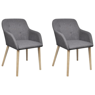 vidaXL Dining Chairs 2 pcs Light Grey Fabric and Solid Oak Wood - House of Isabella AU