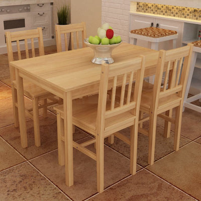 Wooden Dining Table with 4 Chairs Natural - House of Isabella AU