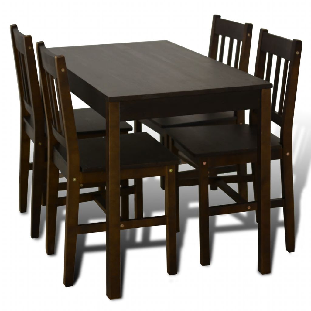 Wooden Dining Table with 4 Chairs Brown - House of Isabella AU