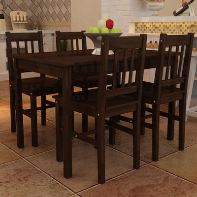 Wooden Dining Table with 4 Chairs Brown - House of Isabella AU