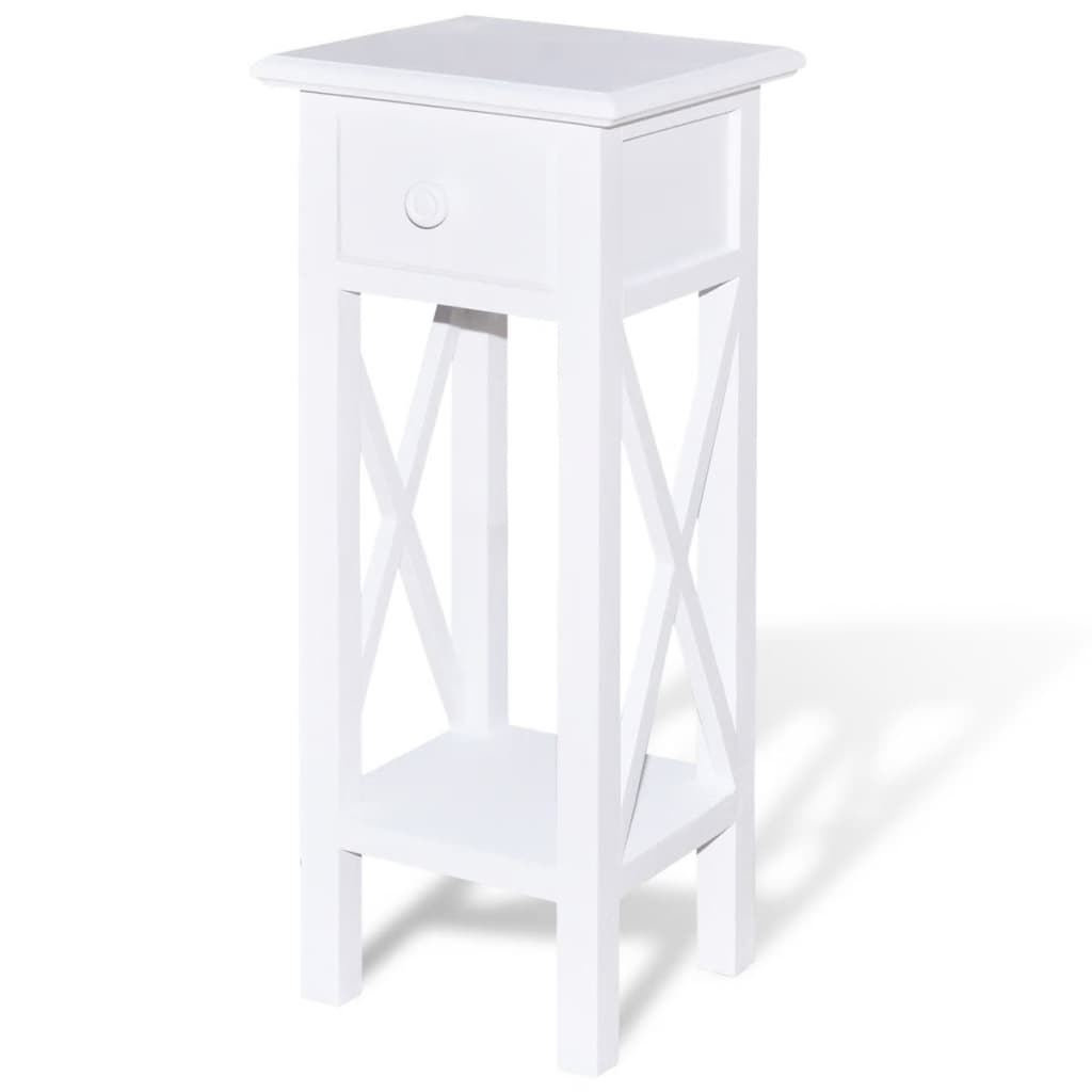 Side Table with Drawer White