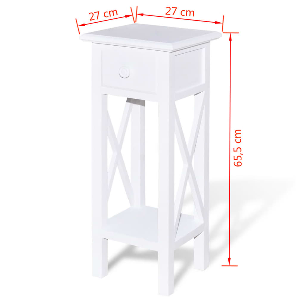 Side Table with Drawer White