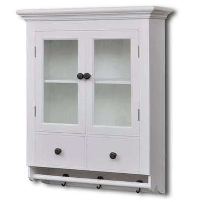 Wooden Kitchen Wall Cabinet with Glass Door White