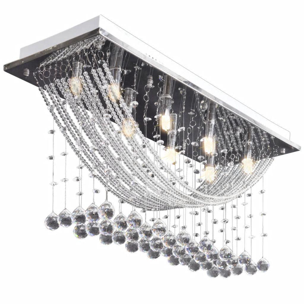 vidaXL Ceiling Lamp with Glittering Glass Crystal Beads 8 x G9 29 cm - House of Isabella AU