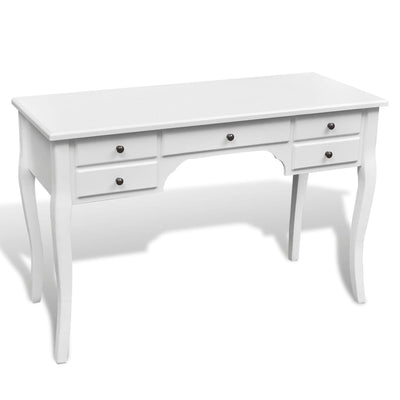 Wooden French Desk with Curved Legs and 5 Drawers - House of Isabella AU