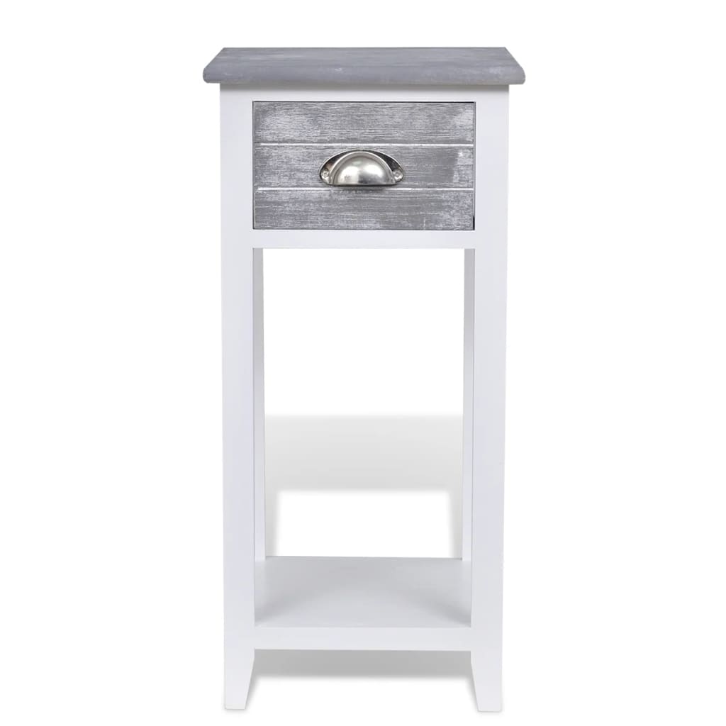 vidaXL Nightstand with 1 Drawer Grey and White - House of Isabella AU