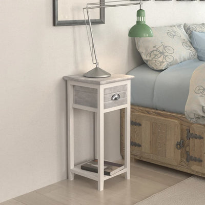 vidaXL Nightstand with 1 Drawer Grey and White - House of Isabella AU
