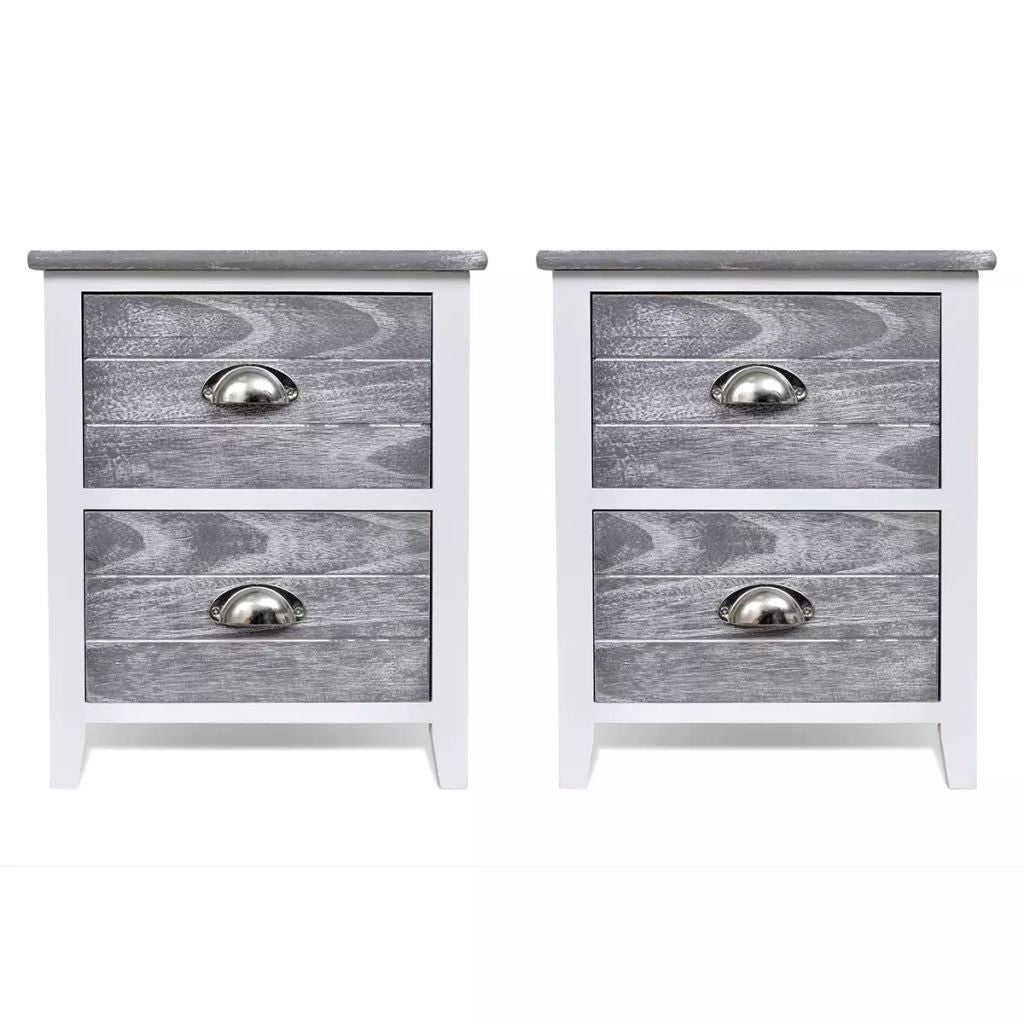 vidaXL Nightstand 2 pcs with 2 Drawers Grey and White - House of Isabella AU