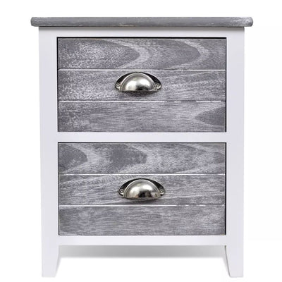 vidaXL Nightstand 2 pcs with 2 Drawers Grey and White - House of Isabella AU
