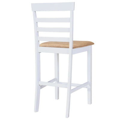 White Wooden Bar Table and 4 Bar Chairs Set
