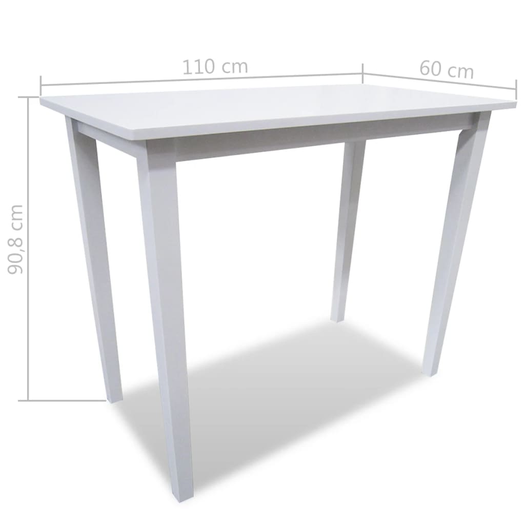 White Wooden Bar Table and 4 Bar Chairs Set