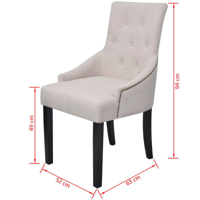 vidaXL Dining Chairs 2 pcs Cream Fabric - House of Isabella AU