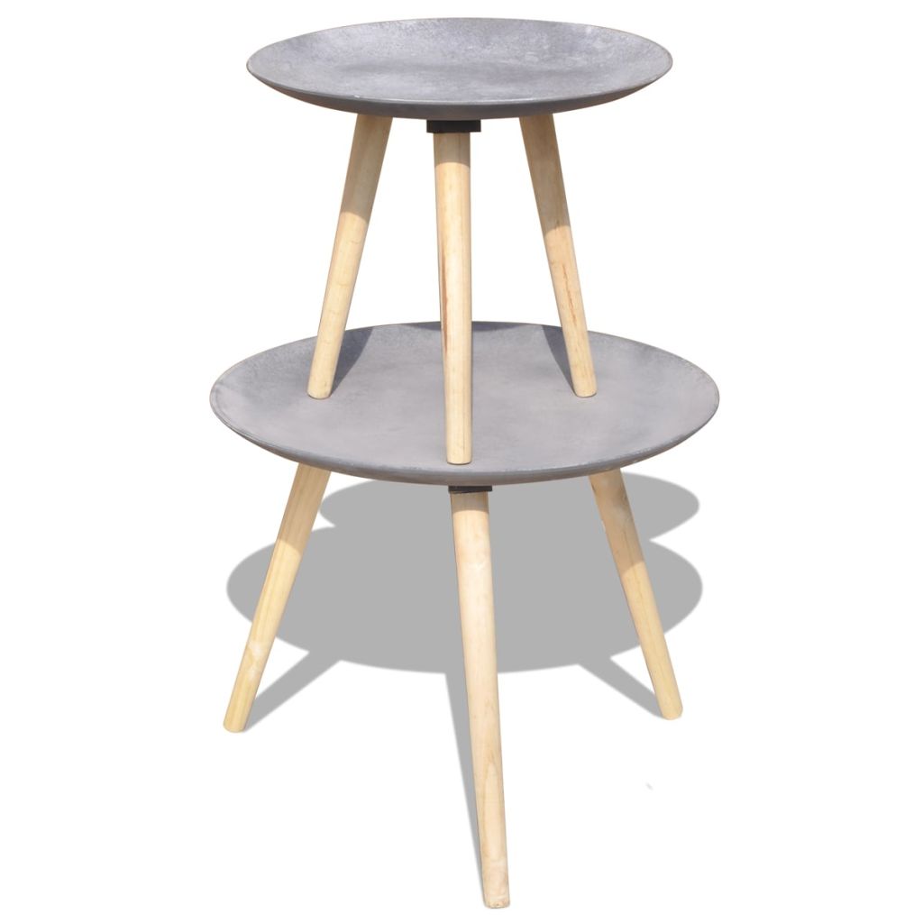 vidaXL Two Piece Side Table/Coffee Table Set 55 cm&44 cm Concrete Grey - House of Isabella AU