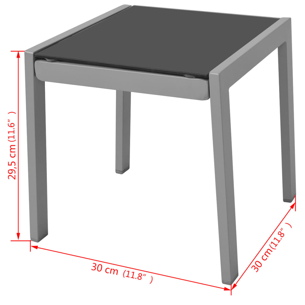 Sun Loungers with Table Aluminium Black
