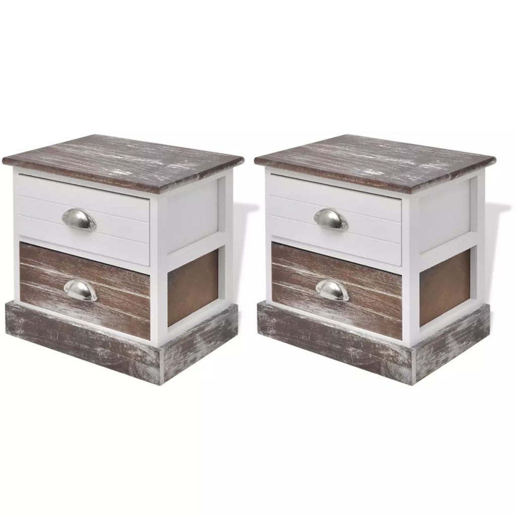vidaXL Bedside Cabinets 2 pcs Brown and White - House of Isabella AU