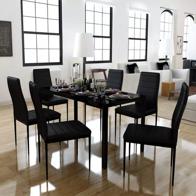 vidaXL Seven Piece Dining Table Set Black - House of Isabella AU