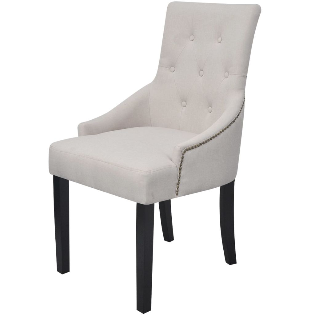 Dining Chairs 6 pcs Cream Grey Fabric