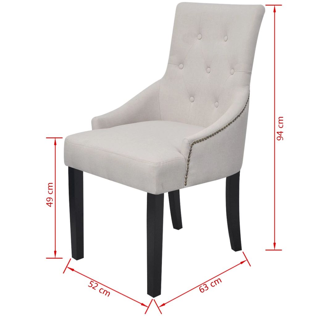 Dining Chairs 6 pcs Cream Grey Fabric