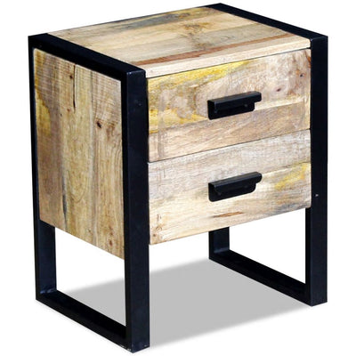 vidaXL Side Table with 2 Drawers Solid Mango Wood 43x33x51 cm - House of Isabella AU
