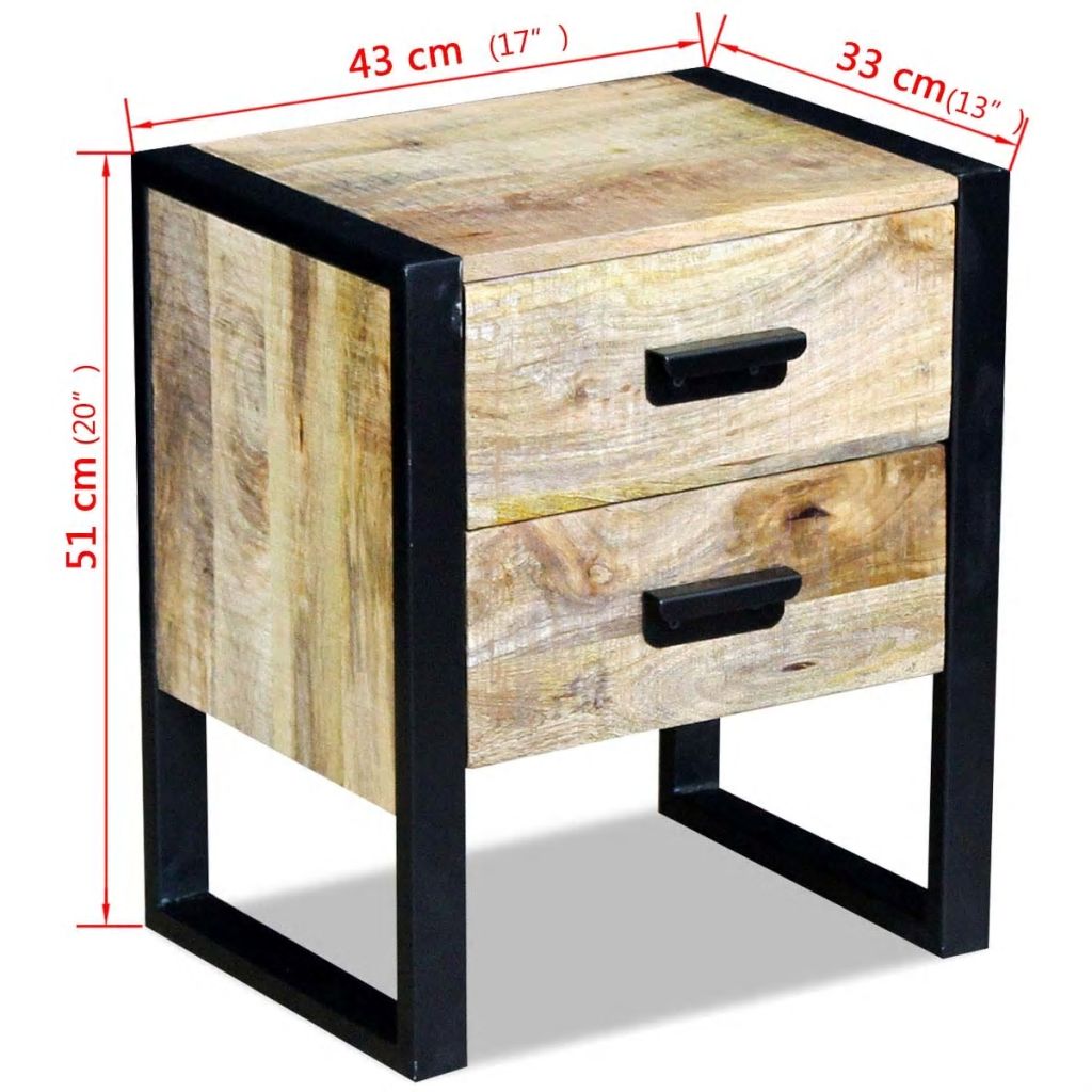 vidaXL Side Table with 2 Drawers Solid Mango Wood 43x33x51 cm - House of Isabella AU