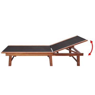 Sun Loungers 2 pcs with Table Solid Acacia Wood and Textilene