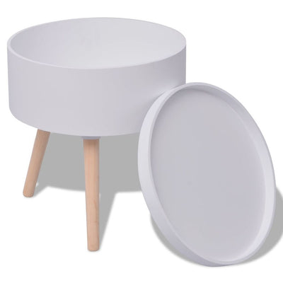 vidaXL Side Table with Serving Tray Round 39.5x44.5 cm White - House of Isabella AU