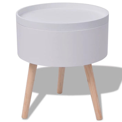 vidaXL Side Table with Serving Tray Round 39.5x44.5 cm White - House of Isabella AU