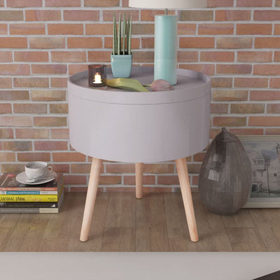 vidaXL Side Table with Serving Tray Round 39.5x44.5 cm Grey - House of Isabella AU