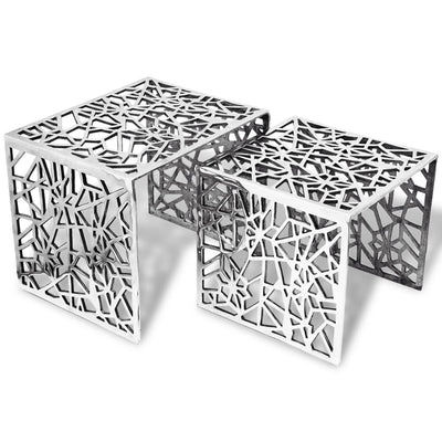 vidaXL Two Piece Side Tables Square Aluminium Silver - House of Isabella AU