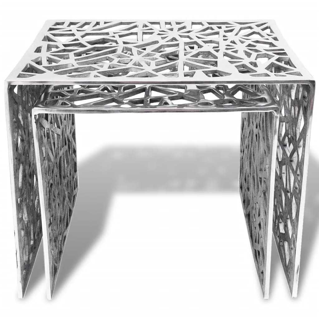 vidaXL Two Piece Side Tables Square Aluminium Silver - House of Isabella AU