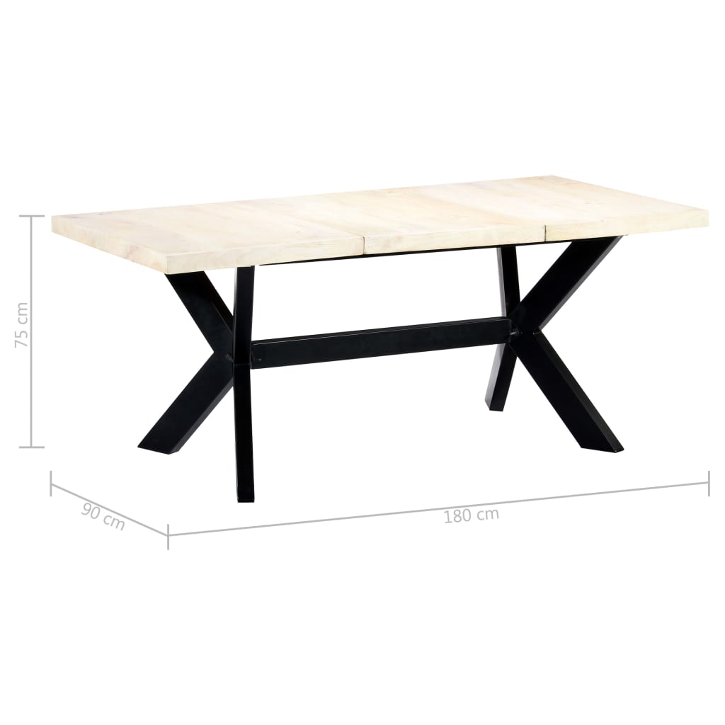 vidaXL Dining Table White 180x90x75 cm Solid Mango Wood - House of Isabella AU