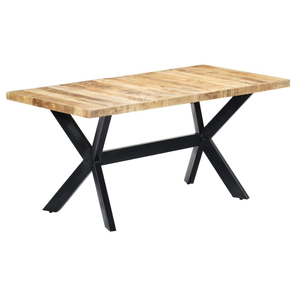 vidaXL Dining Table 160x80x75 cm Solid Rough Mango Wood - House of Isabella AU