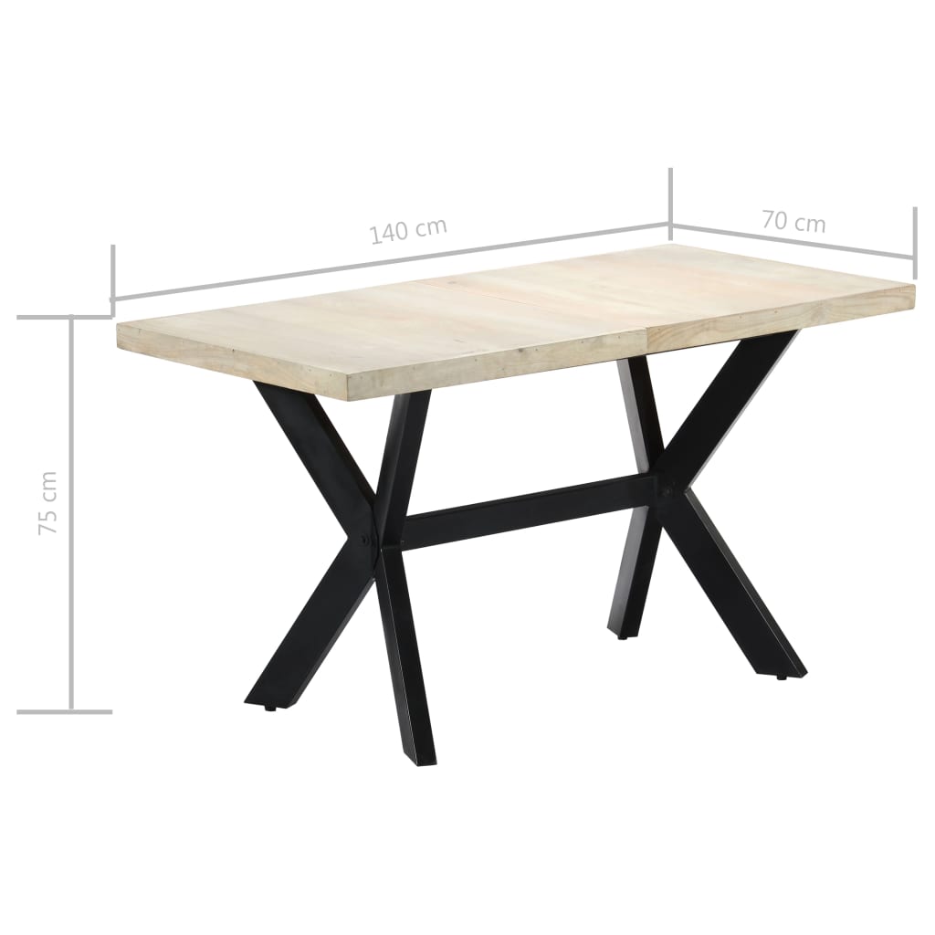 vidaXL Dining Table 140x70x75 cm Solid Bleached Mango Wood - House of Isabella AU
