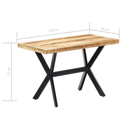 vidaXL Dining Table 120x60x75 cm Solid Rough Mango Wood - House of Isabella AU