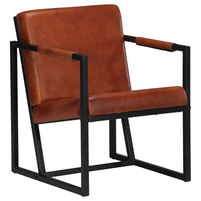 vidaXL Armchair Brown Real Leather - House of Isabella AU