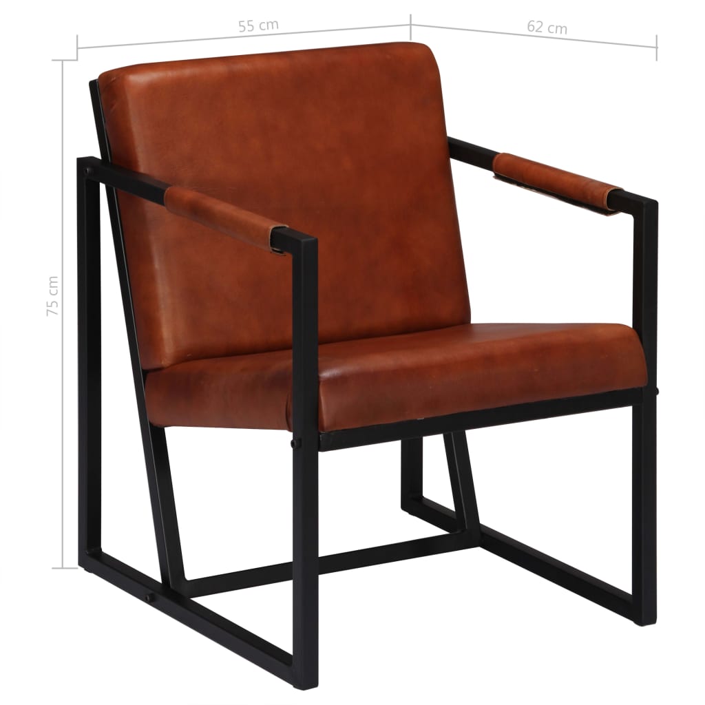 vidaXL Armchair Brown Real Leather - House of Isabella AU